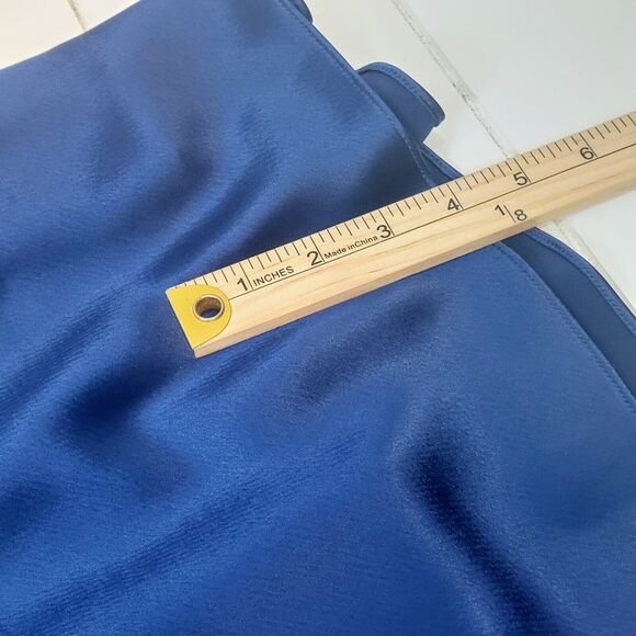 Jones New York Women's 10 Satin Draped Neckline Cocktail Dress Blue Lined Prom - Picture 9 of 9